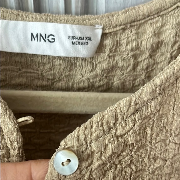 MANGO MNG Tan Textured Button-Up Shirt XXL neutral minimalist capsule wardrobe - Picture 3 of 7